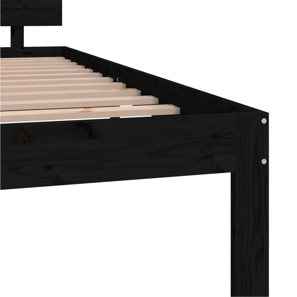 Bedframe Massief Grenenhout Zwart 120X200 Cm