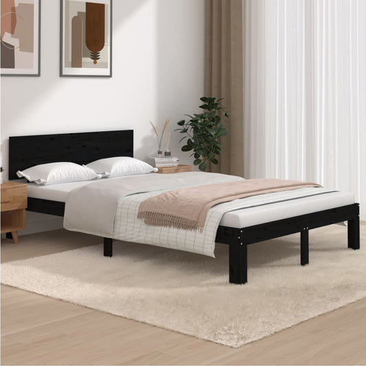 Bedframe Massief Grenenhout Zwart 120X200 Cm
