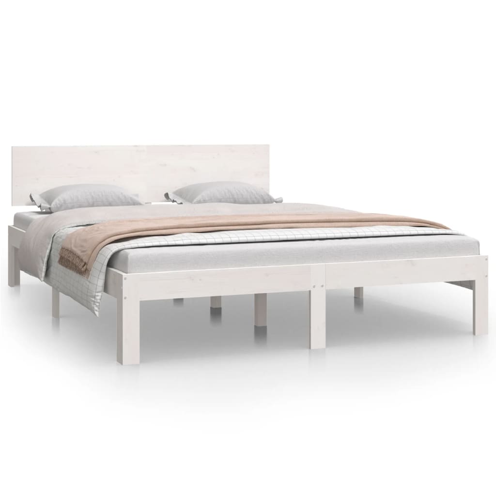 Bedframe Massief Grenenhout Wit 140X200 Cm