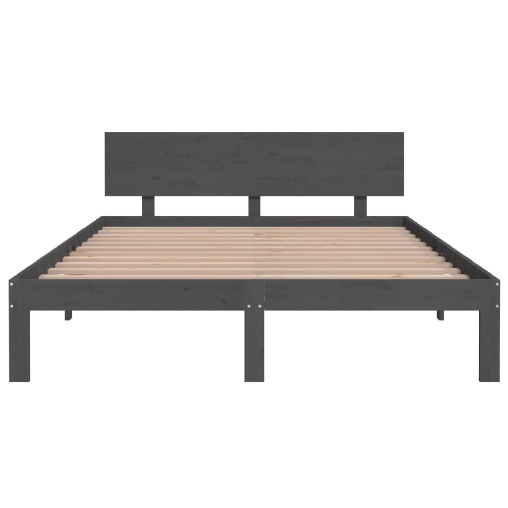 Bedframe Massief Grenenhout Grijs 140X200 Cm