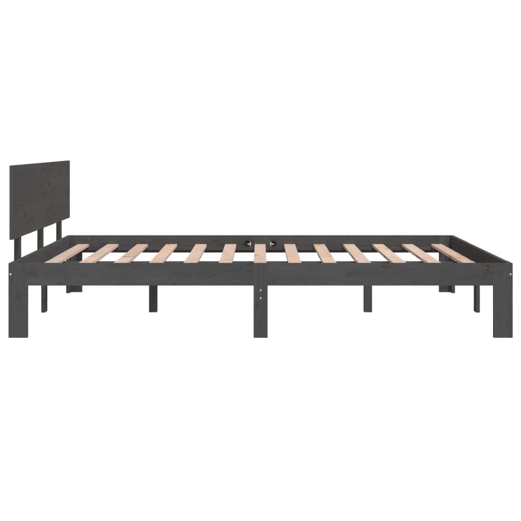 Bedframe Massief Grenenhout Grijs 140X200 Cm