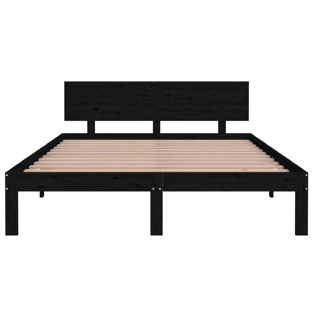 Bedframe Massief Grenenhout Zwart 140X200 Cm