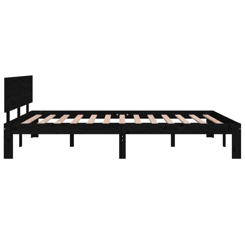 Bedframe Massief Grenenhout Zwart 140X200 Cm