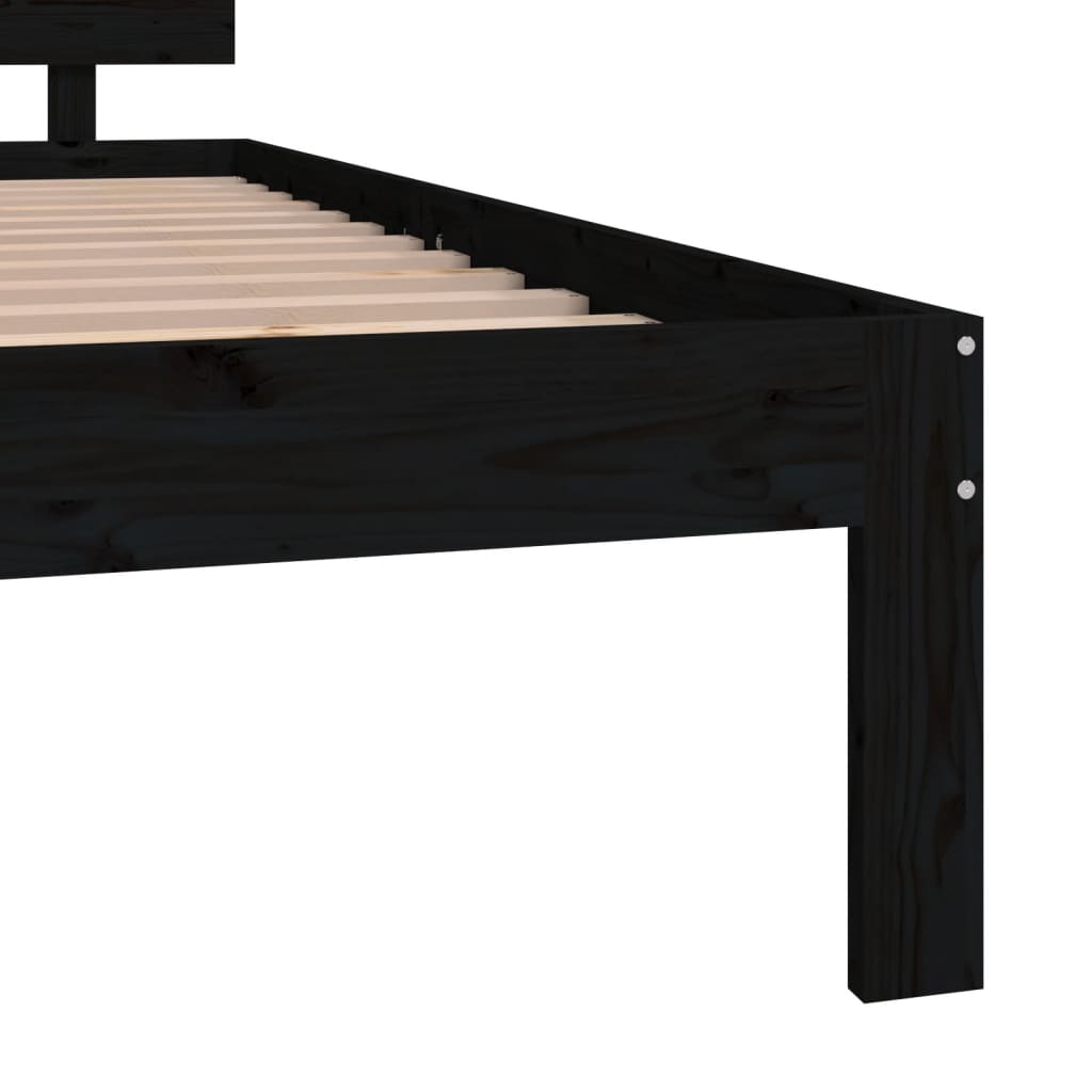 Bedframe Massief Grenenhout Zwart 140X200 Cm