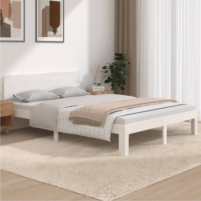 Bedframe Massief Hout Wit 150X200 Cm 5Ft King Size