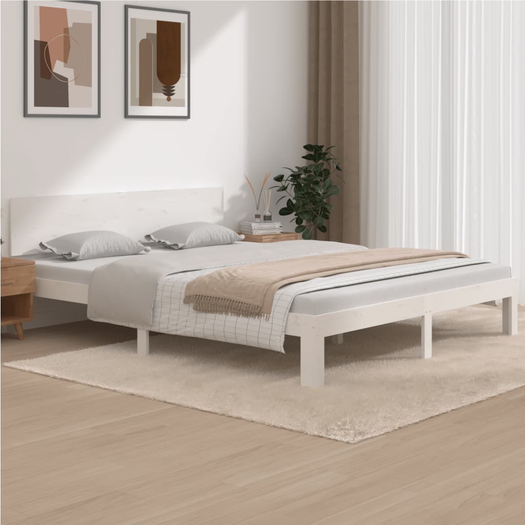 Bedframe Massief Grenenhout Wit 160X200 Cm