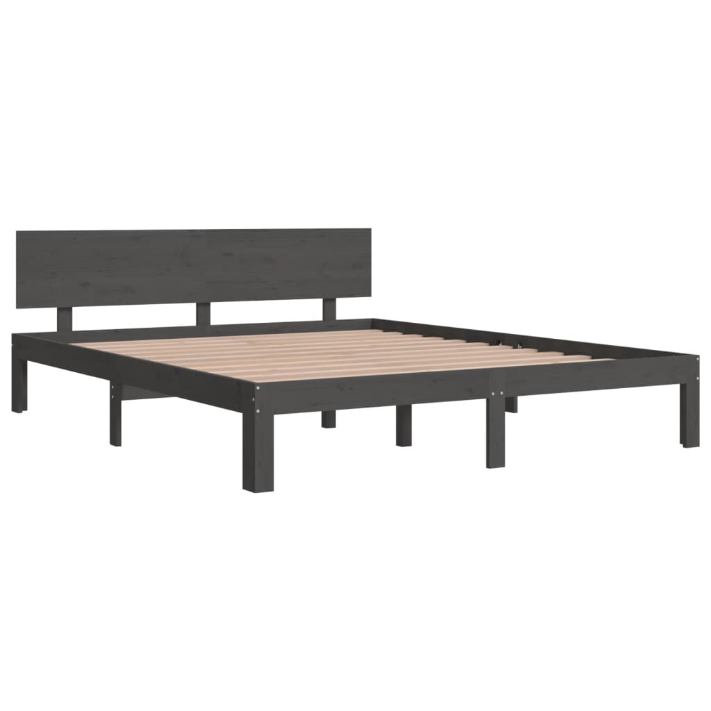 Bedframe Massief Grenenhout Grijs 160X200 Cm