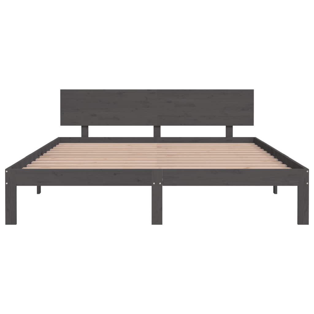 Bedframe Massief Grenenhout Grijs 160X200 Cm