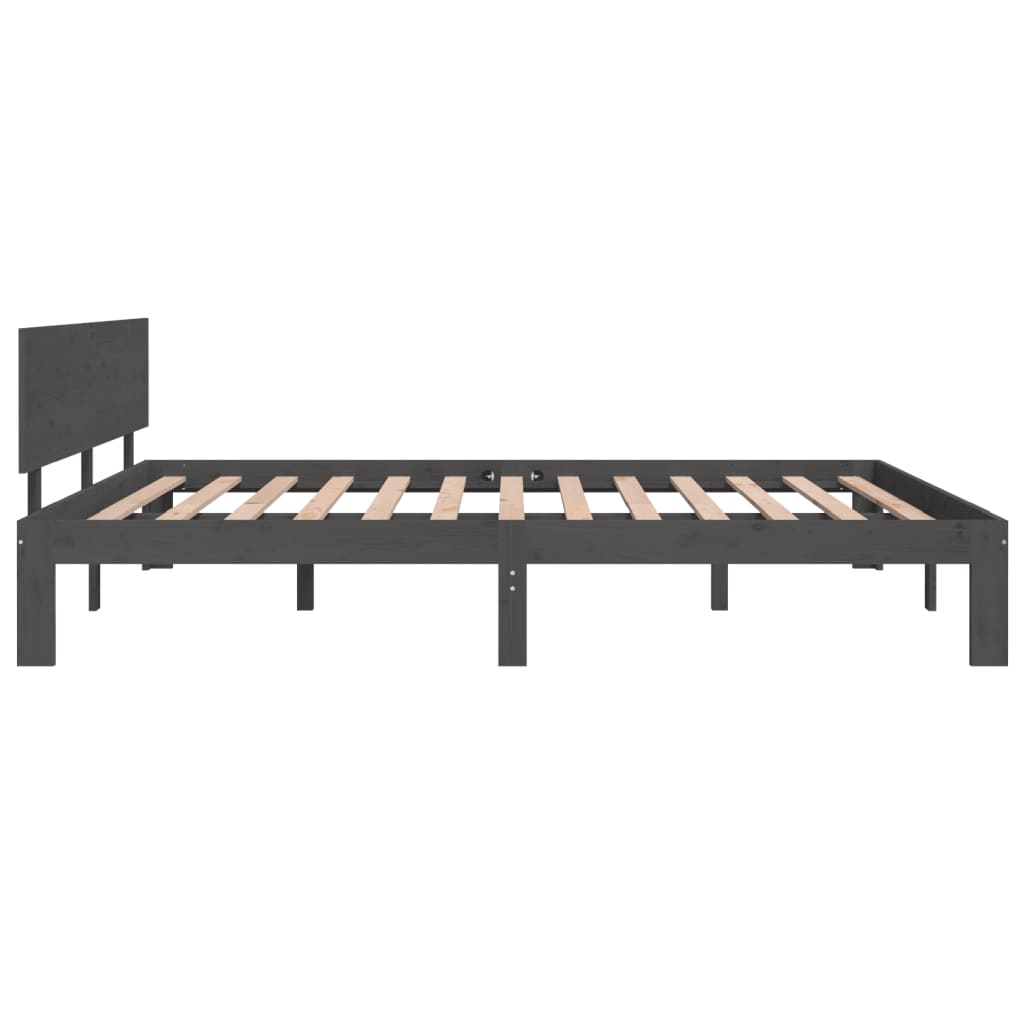 Bedframe Massief Grenenhout Grijs 160X200 Cm