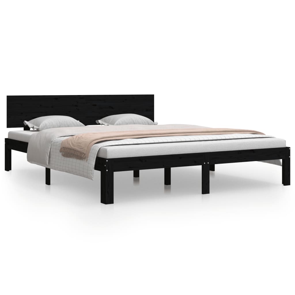 Bedframe Massief Grenenhout Zwart 160X200 Cm