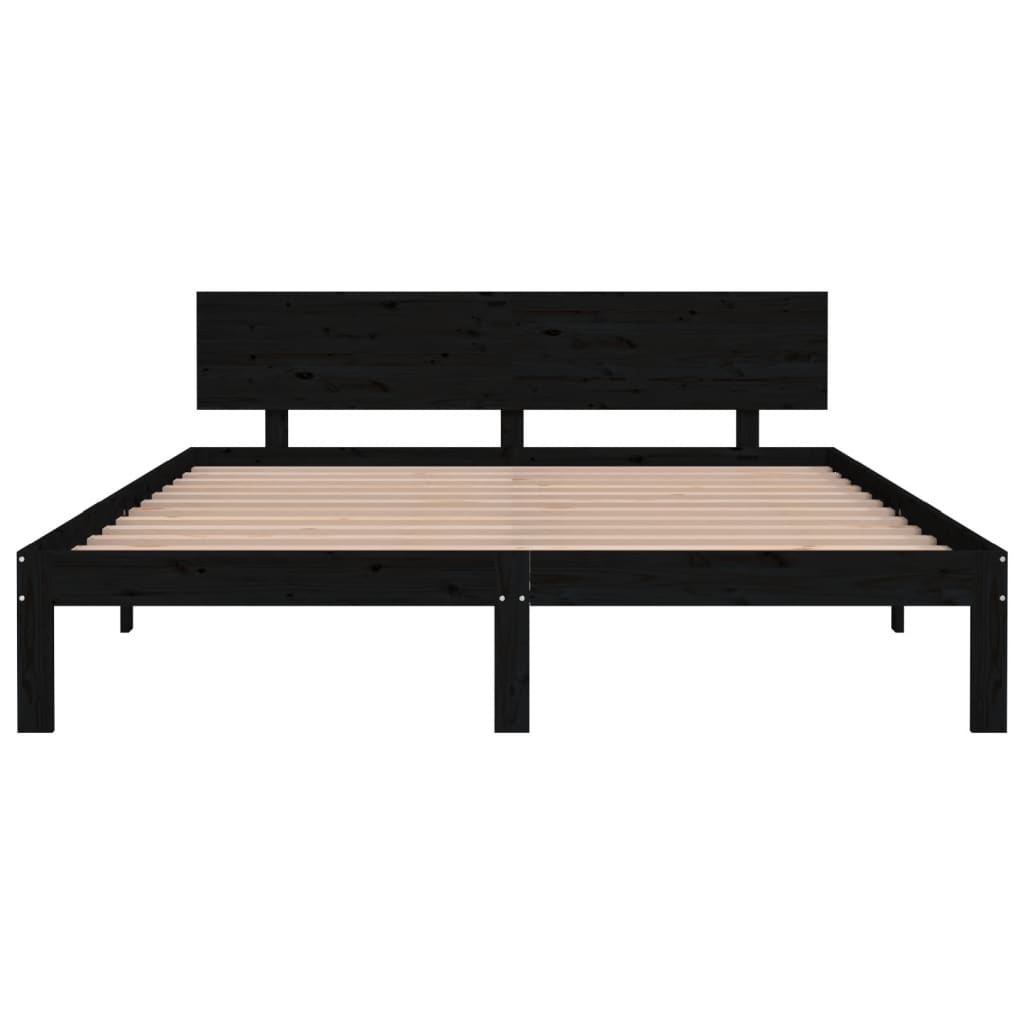 Bedframe Massief Grenenhout Zwart 160X200 Cm