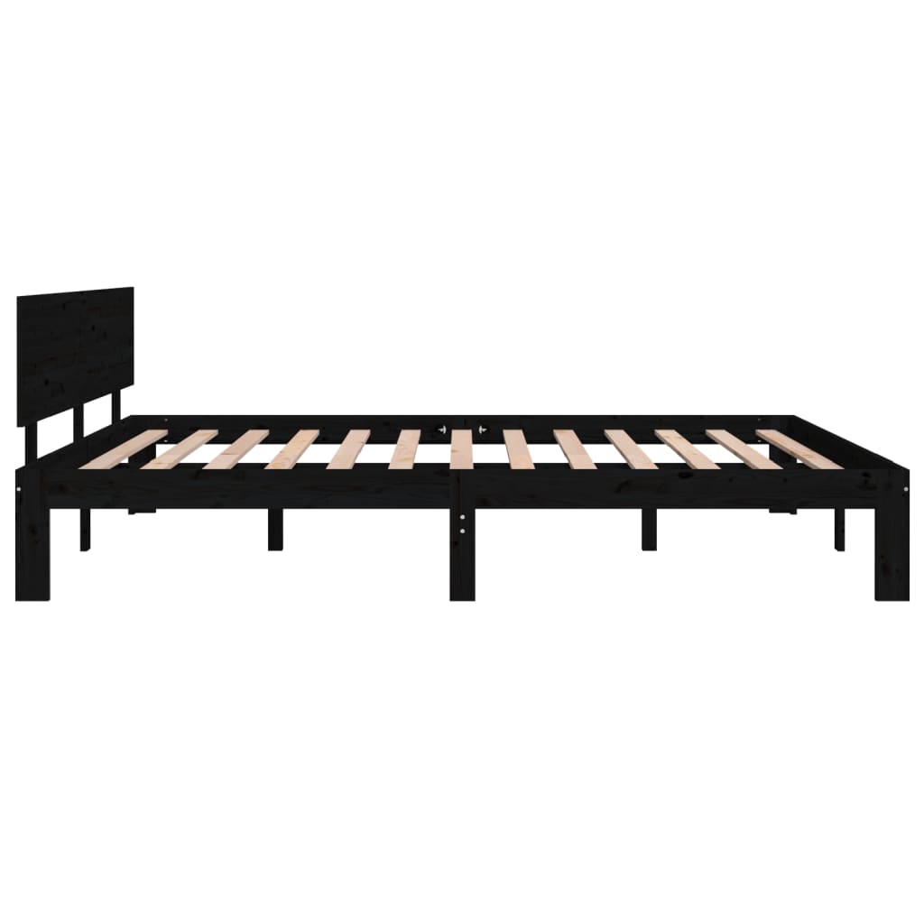 Bedframe Massief Grenenhout Zwart 160X200 Cm