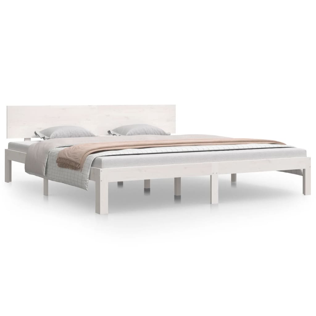 Bedframe Massief Hout Wit 180X200 Cm 6Ft Super King