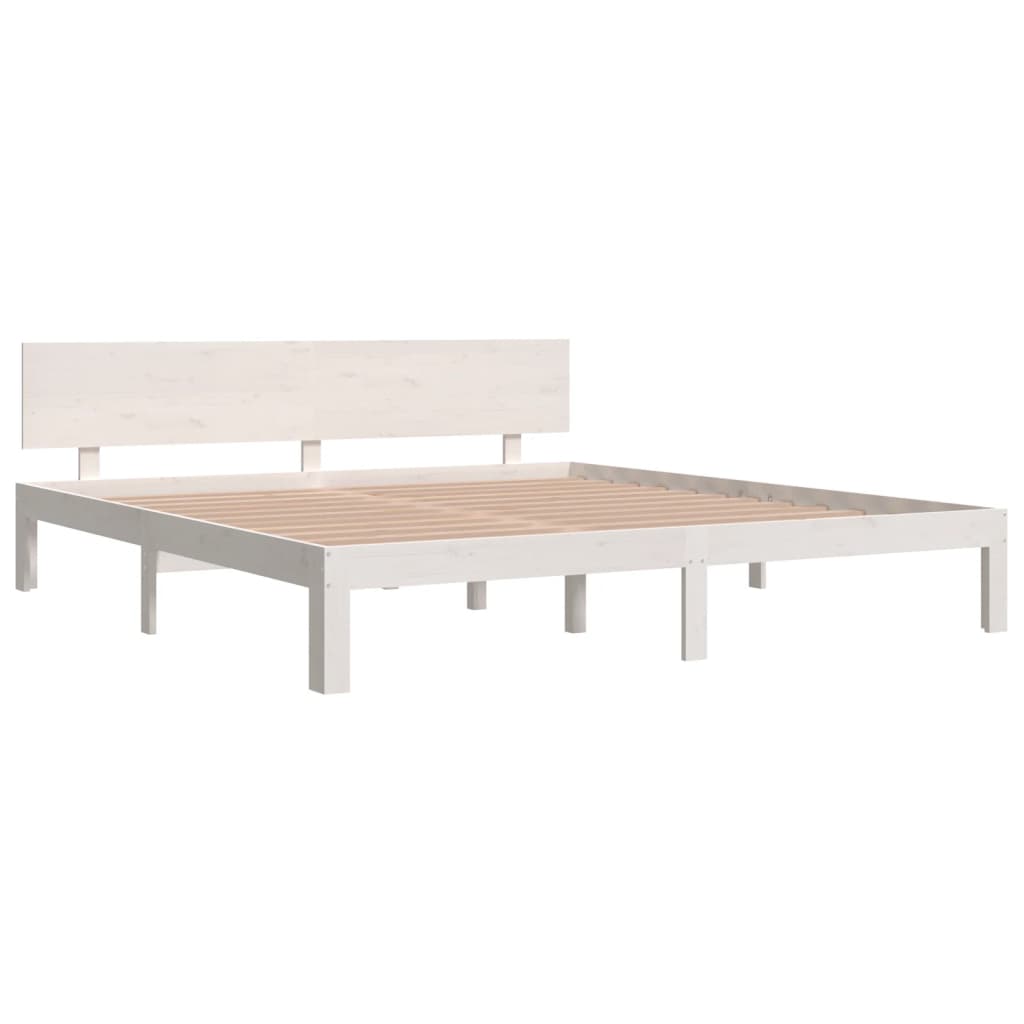 Bedframe Massief Hout Wit 180X200 Cm 6Ft Super King