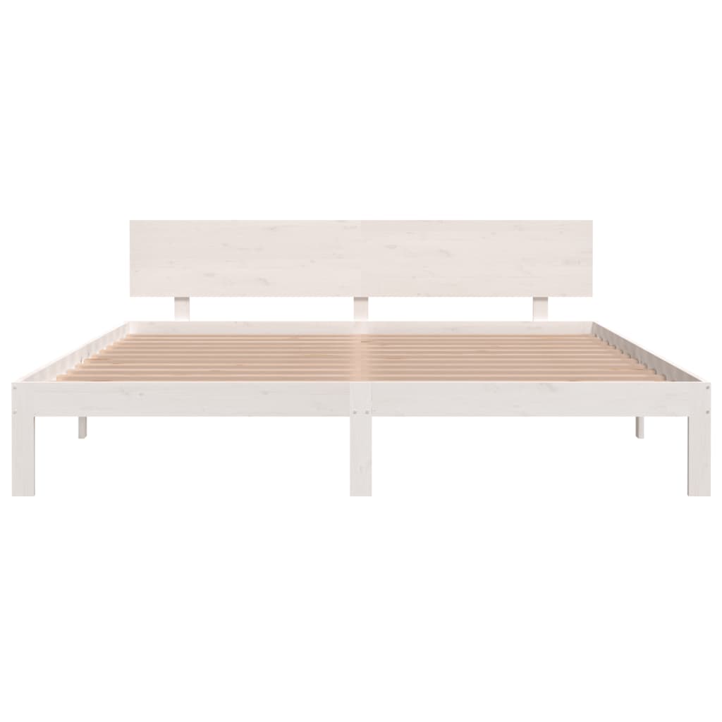 Bedframe Massief Hout Wit 180X200 Cm 6Ft Super King