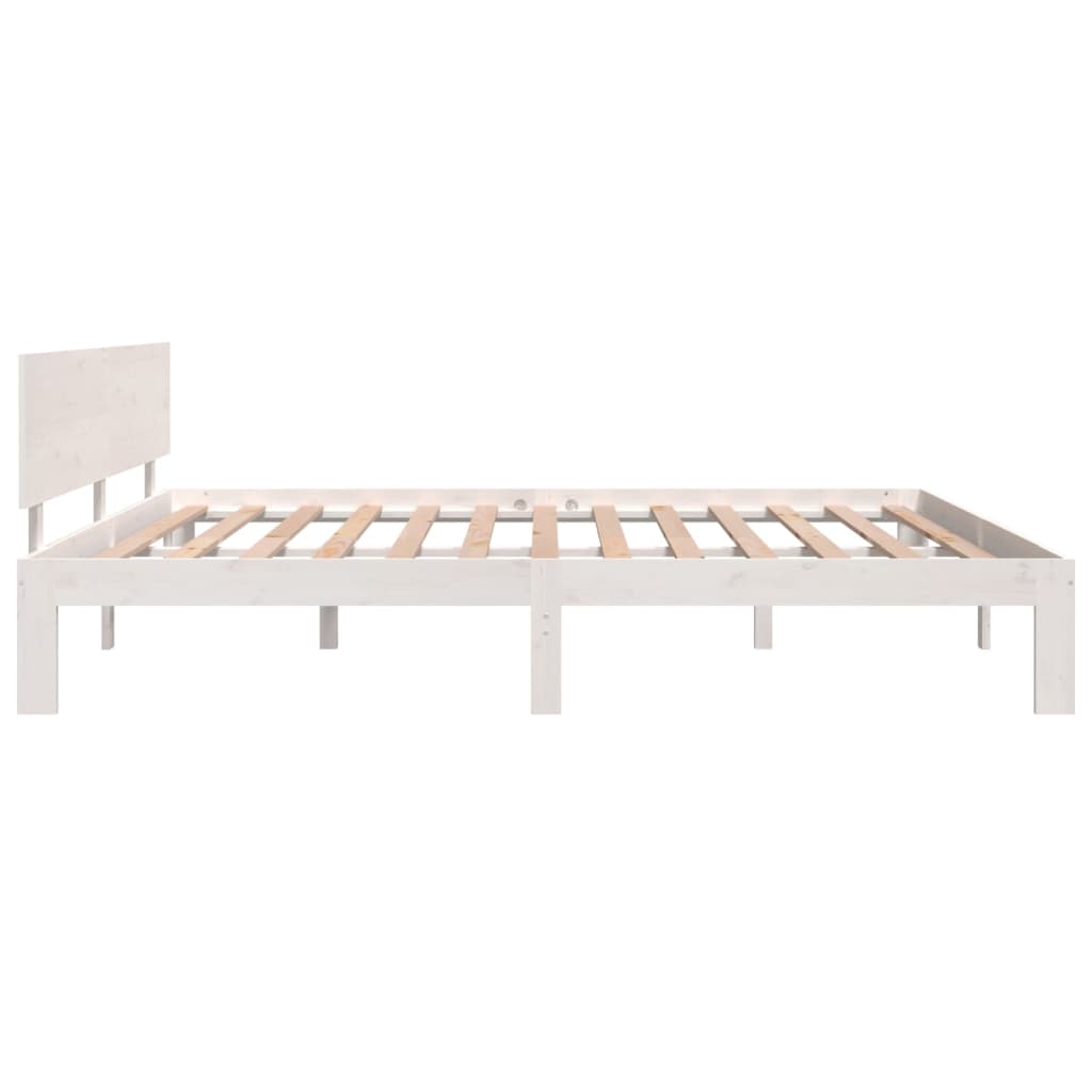 Bedframe Massief Hout Wit 180X200 Cm 6Ft Super King