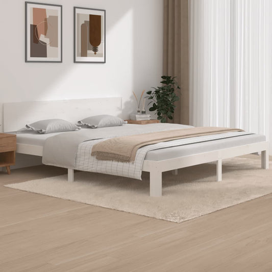 Bedframe Massief Hout Wit 180X200 Cm 6Ft Super King