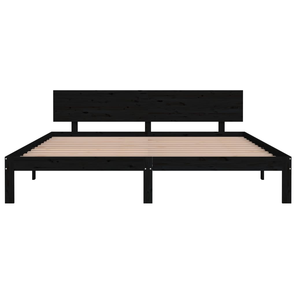 Bedframe Massief Hout Zwart 180X200 Cm 6Ft Super King
