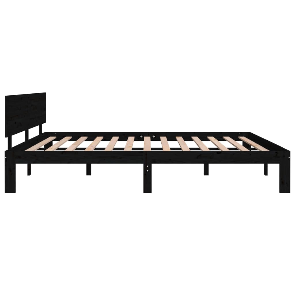 Bedframe Massief Hout Zwart 180X200 Cm 6Ft Super King