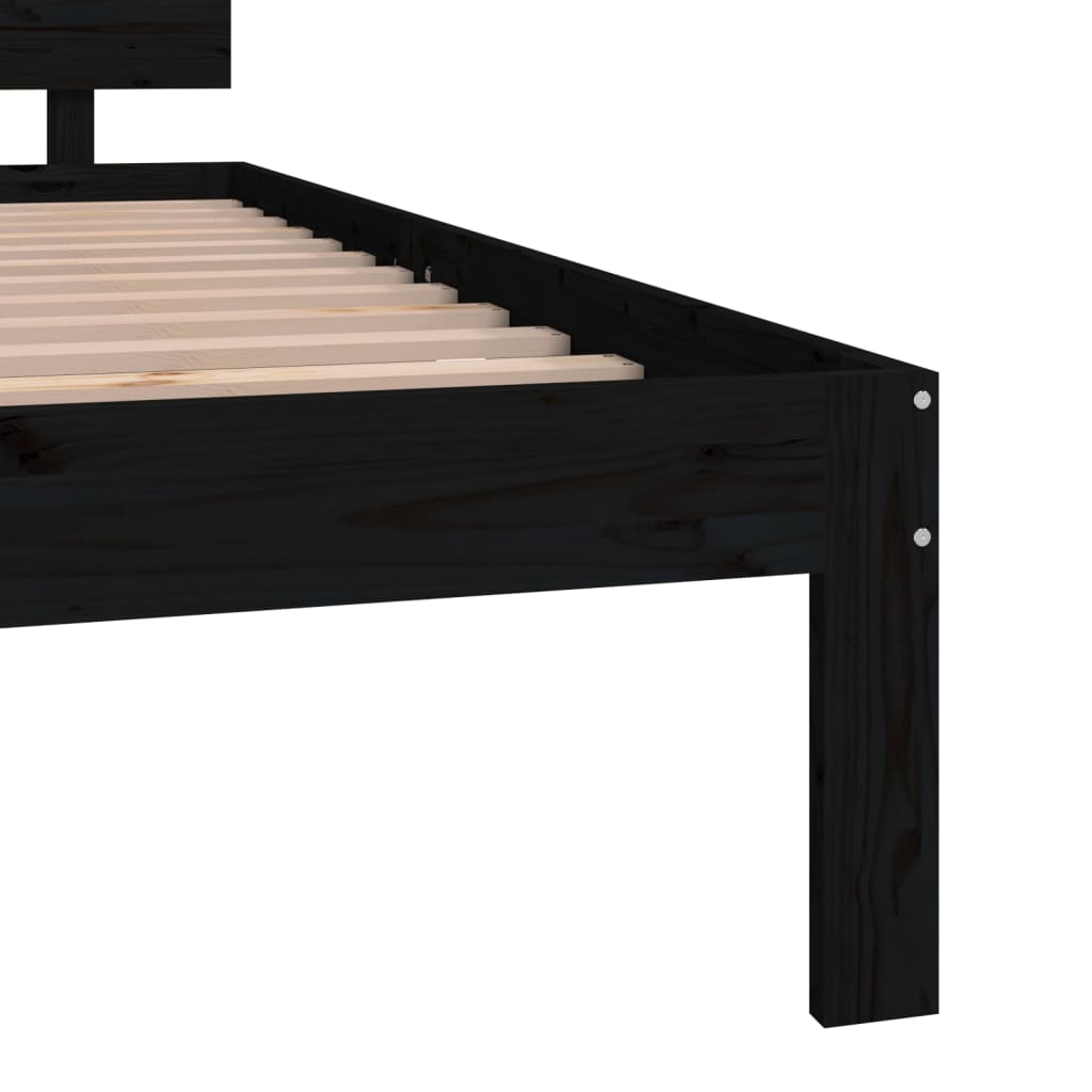Bedframe Massief Hout Zwart 180X200 Cm 6Ft Super King