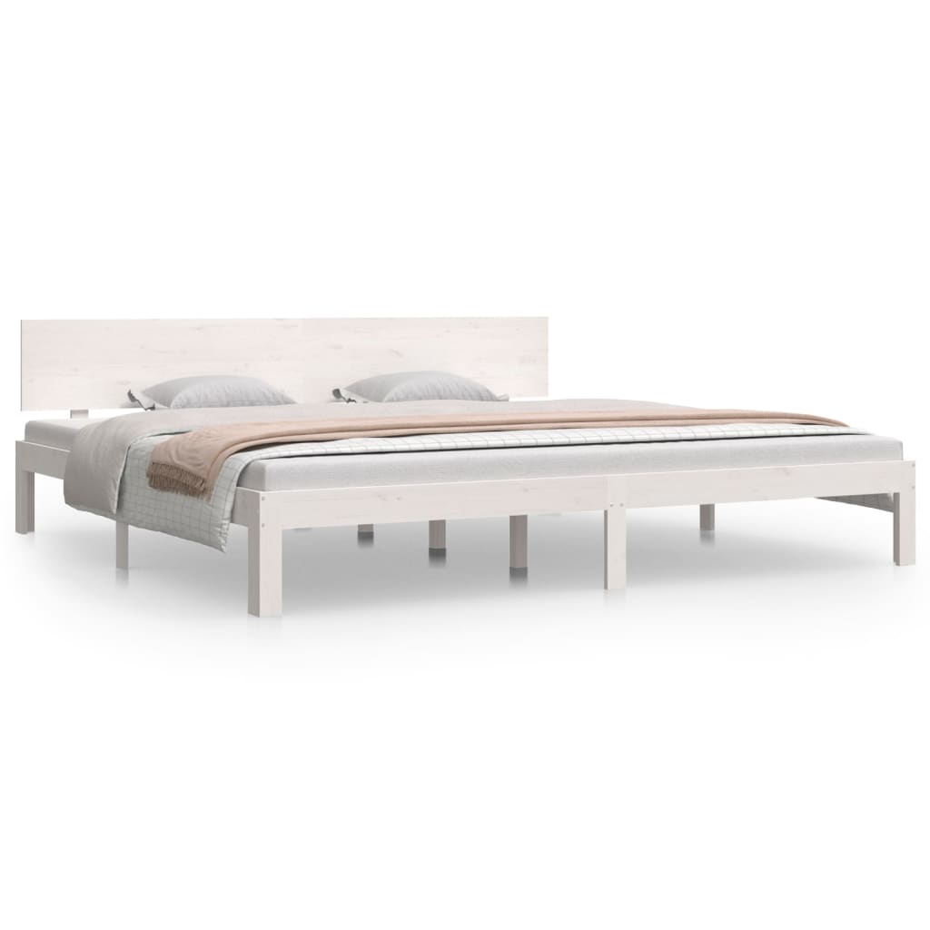 Bedframe Massief Grenenhout Wit 200X200 Cm