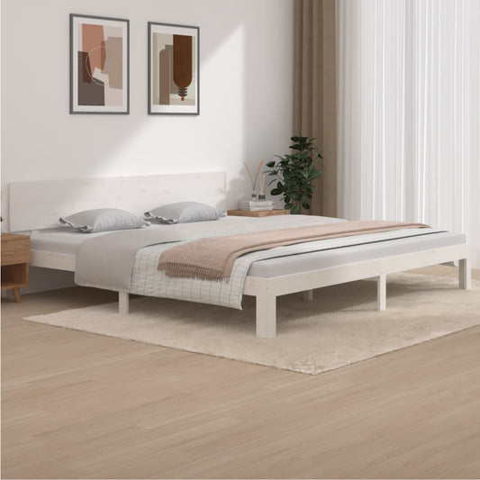 Bedframe Massief Grenenhout Wit 200X200 Cm