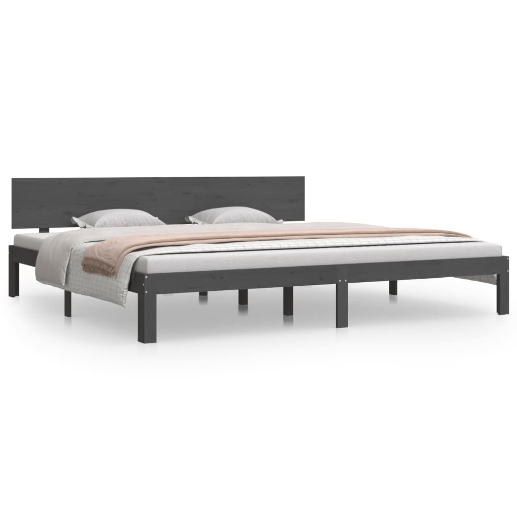 Bedframe Massief Grenenhout Grijs 200X200 Cm