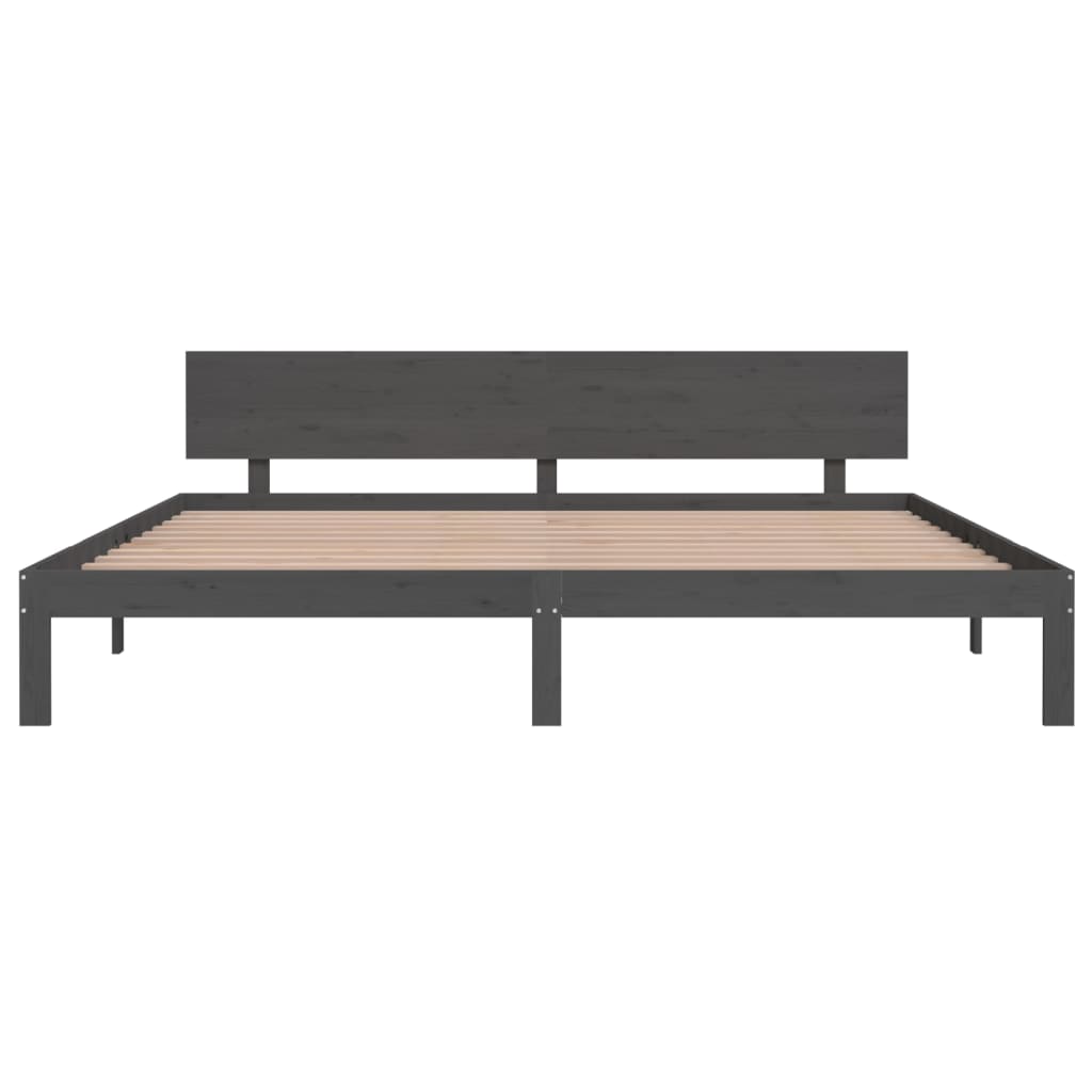 Bedframe Massief Grenenhout Grijs 200X200 Cm