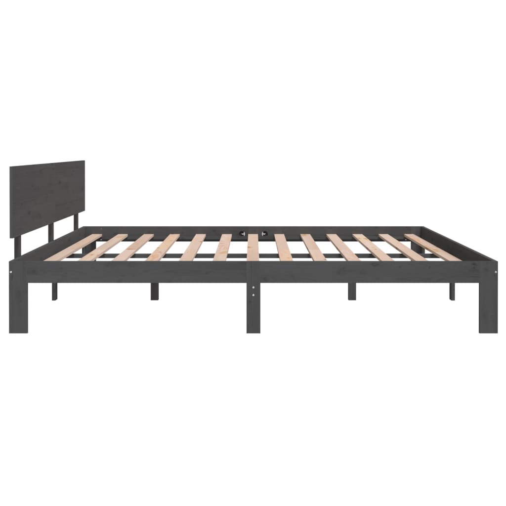 Bedframe Massief Grenenhout Grijs 200X200 Cm
