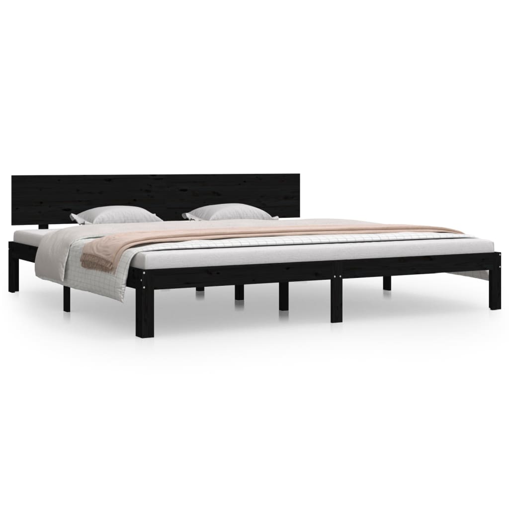 Bedframe Massief Grenenhout Zwart 200X200 Cm