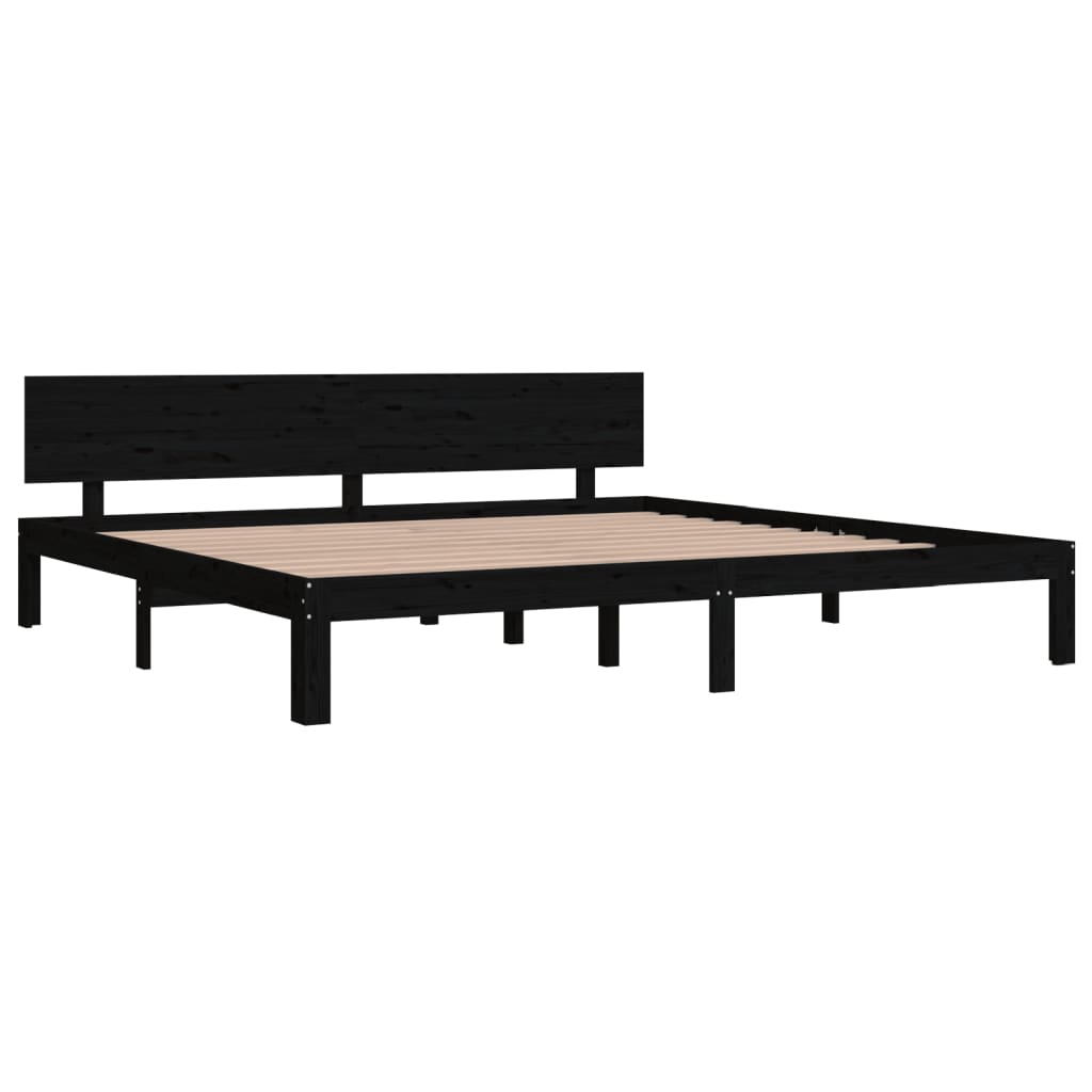 Bedframe Massief Grenenhout Zwart 200X200 Cm