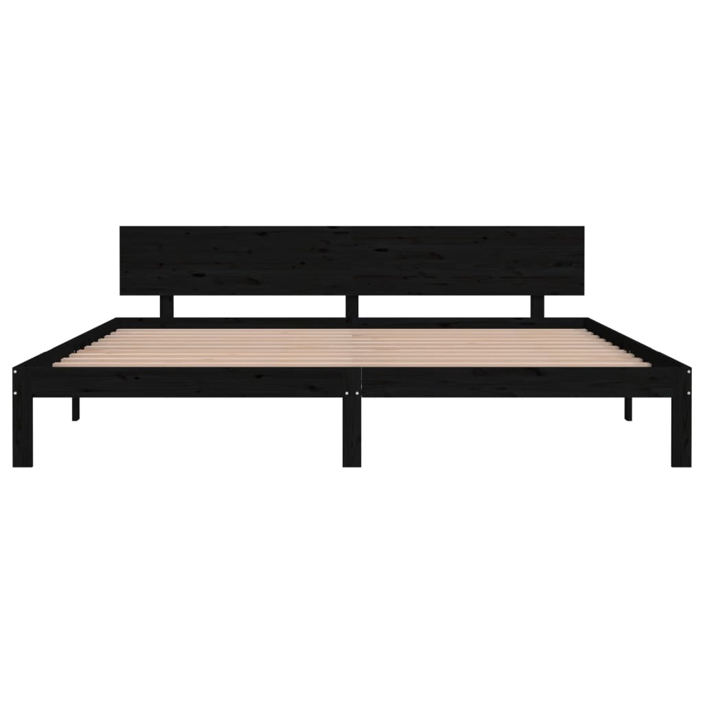 Bedframe Massief Grenenhout Zwart 200X200 Cm