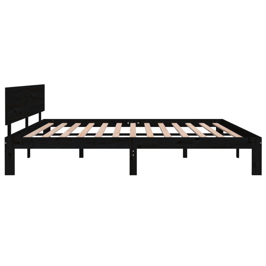 Bedframe Massief Grenenhout Zwart 200X200 Cm
