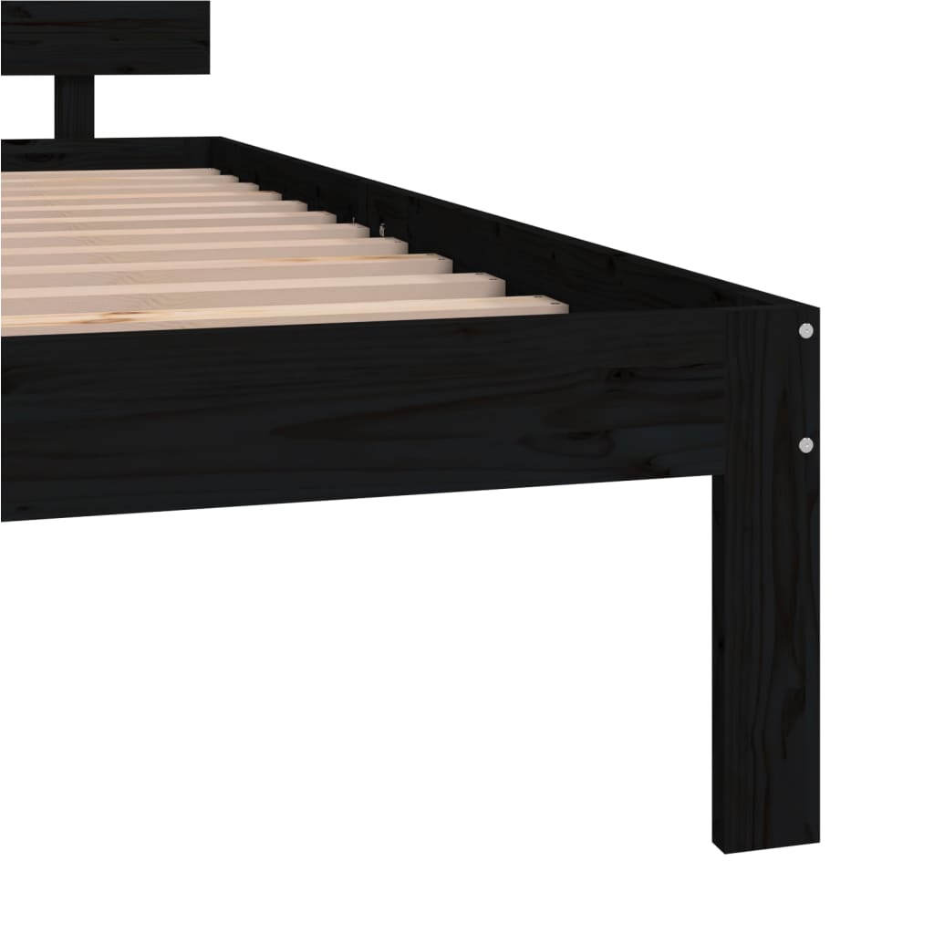 Bedframe Massief Grenenhout Zwart 200X200 Cm