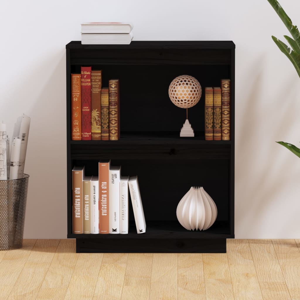 Wandkast 60X34X75 Cm Massief Grenenhout Zwart