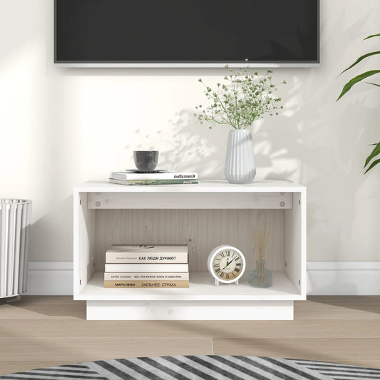 Tv-Meubel 60X35X35 Cm Massief Grenenhout Wit