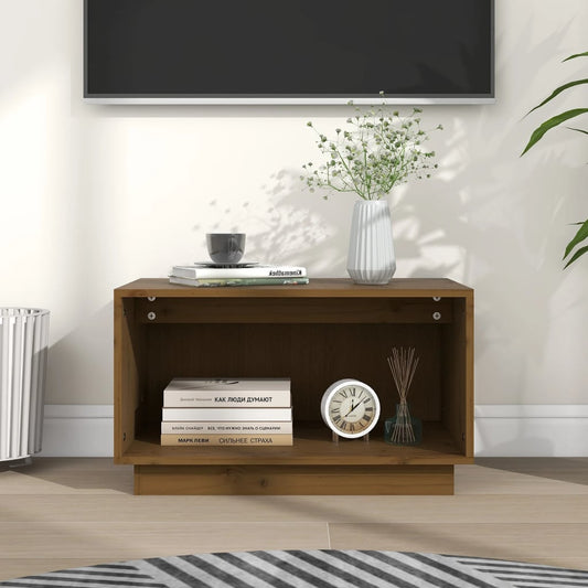 Tv-Meubel 60X35X35 Cm Massief Grenenhout Honingbruin