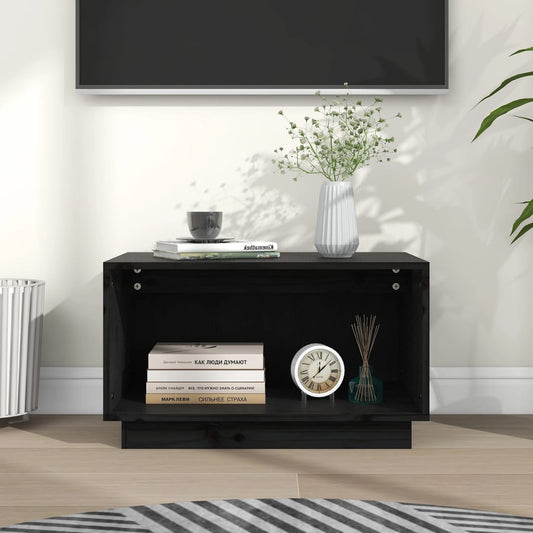 Tv-Meubel 60X35X35 Cm Massief Grenenhout Zwart