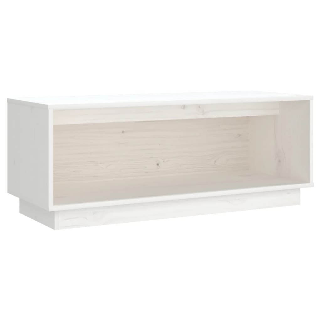 Tv-Meubel 90X35X35 Cm Massief Grenenhout Wit