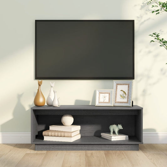 Tv-Meubel 90X35X35 Cm Massief Grenenhout Grijs