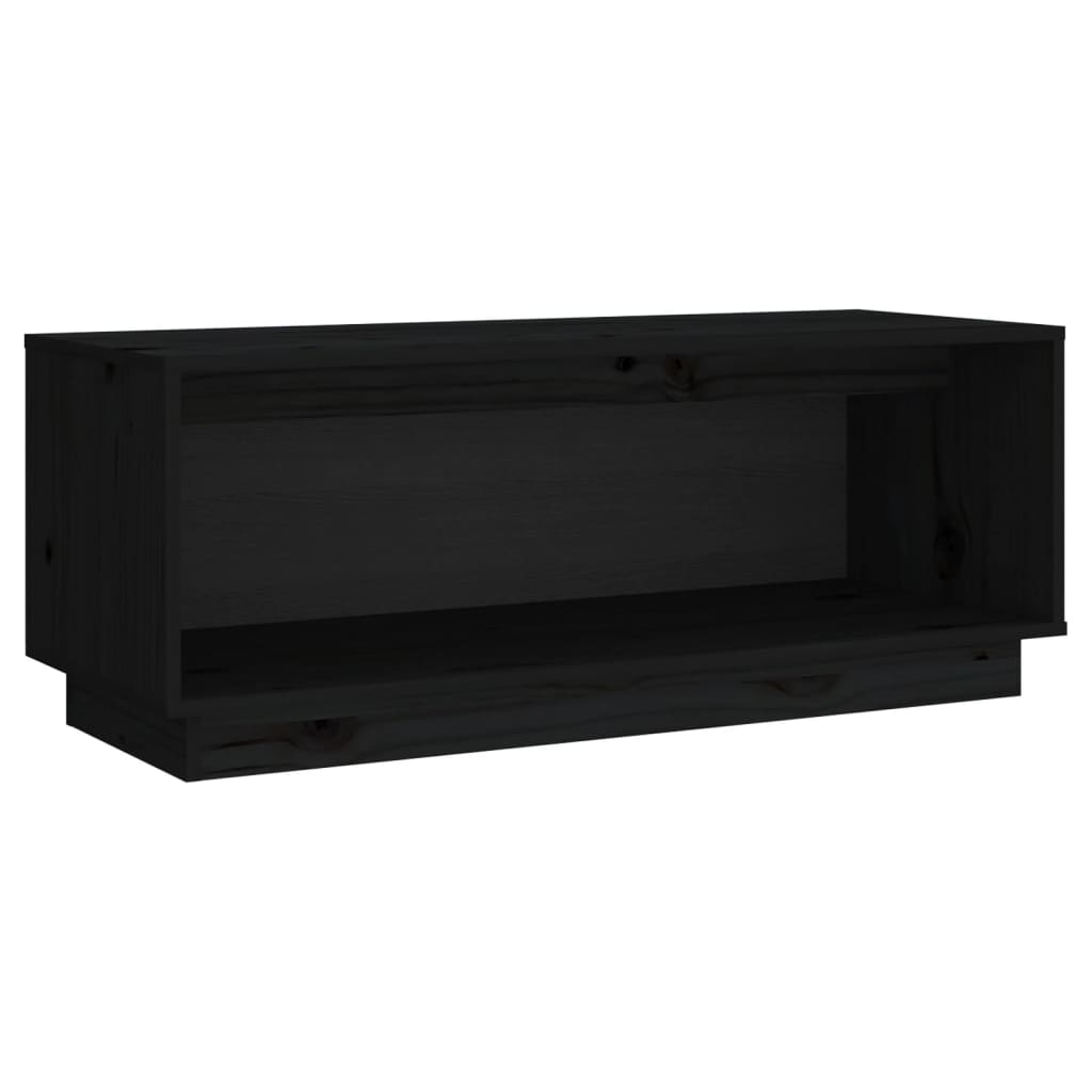 Tv-Meubel 90X35X35 Cm Massief Grenenhout Zwart