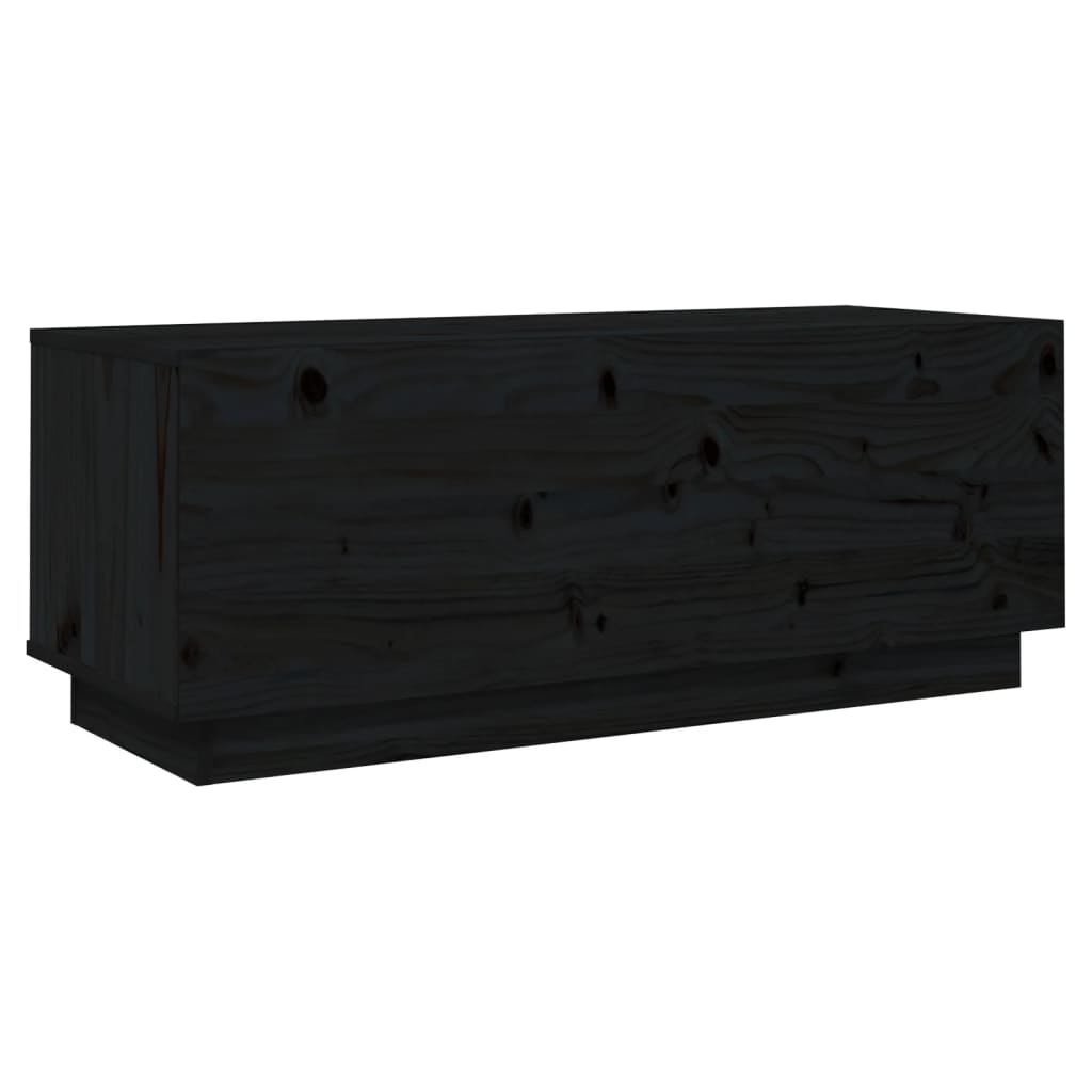 Tv-Meubel 90X35X35 Cm Massief Grenenhout Zwart