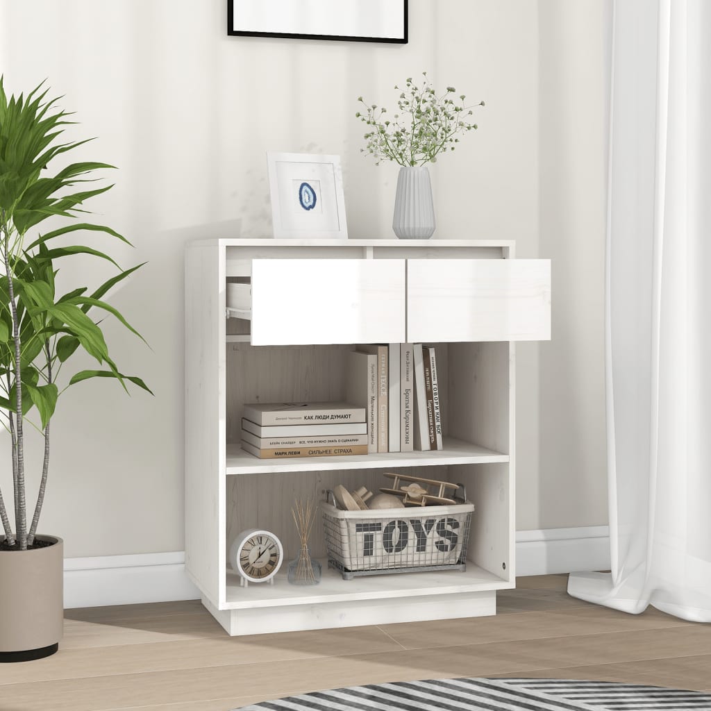 Wandkast 60X34X75 Cm Massief Grenenhout Wit