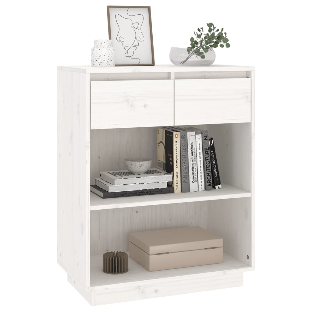 Wandkast 60X34X75 Cm Massief Grenenhout Wit
