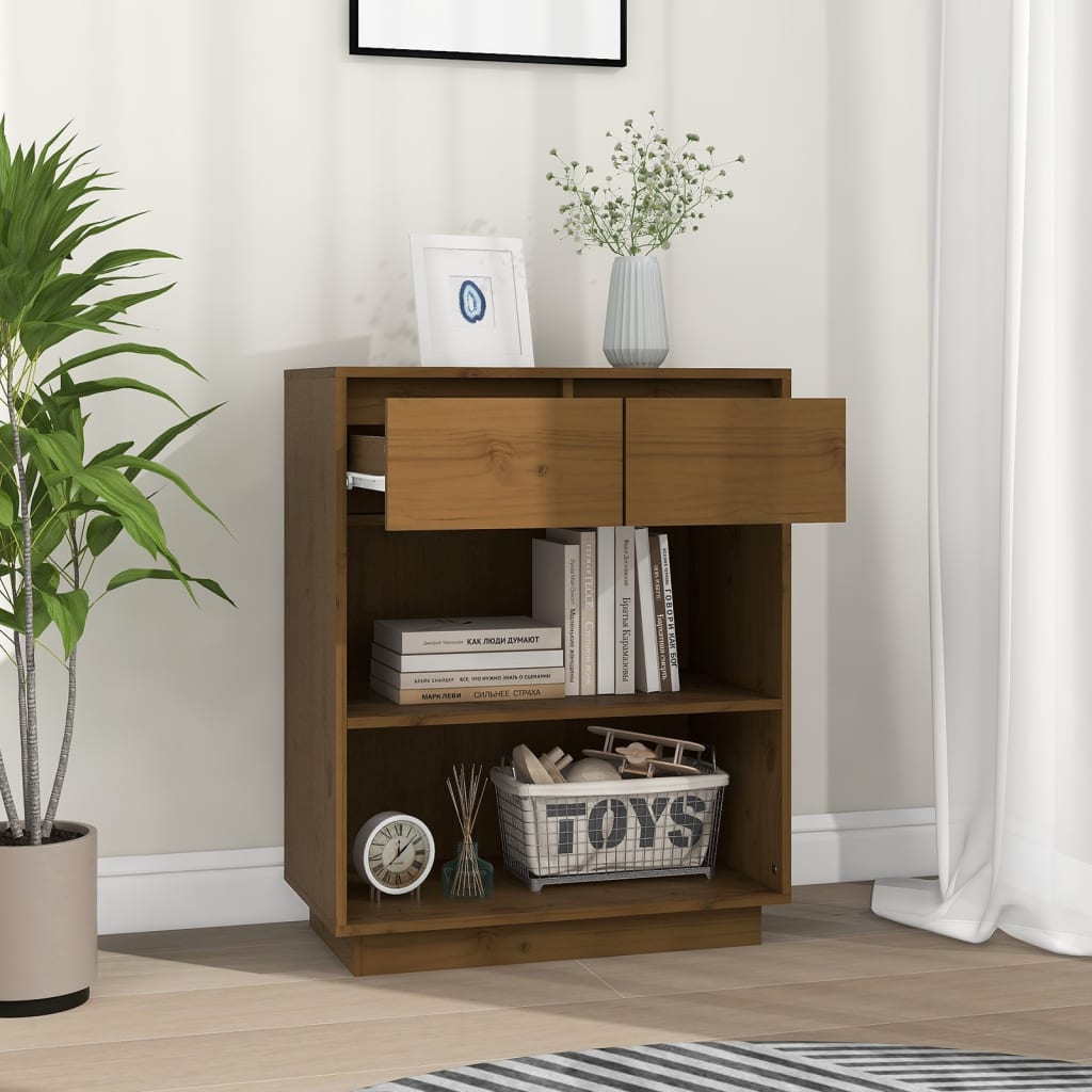 Wandkast 60X34X75 Cm Massief Grenenhout Honingbruin