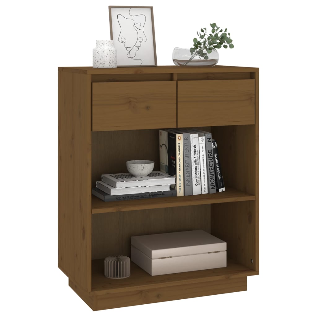 Wandkast 60X34X75 Cm Massief Grenenhout Honingbruin