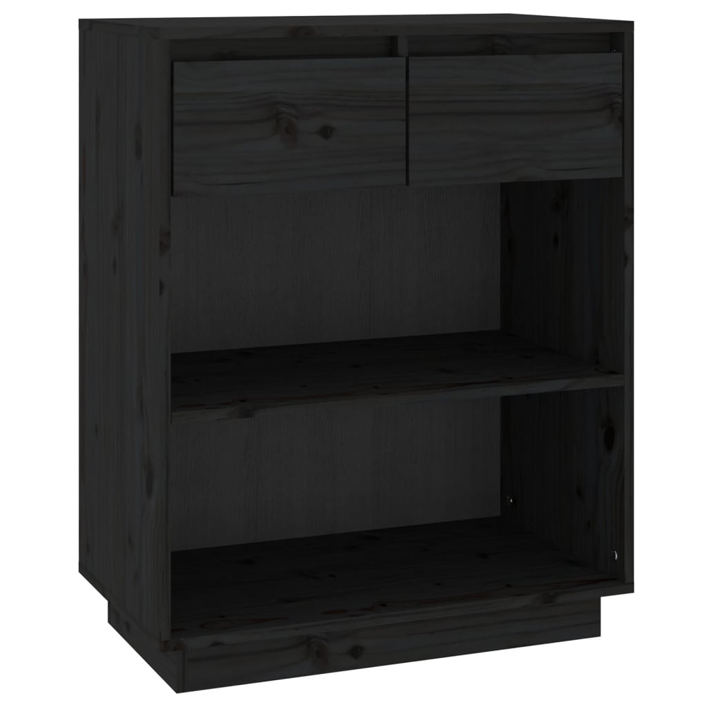 Wandkast 60X34X75 Cm Massief Grenenhout Zwart