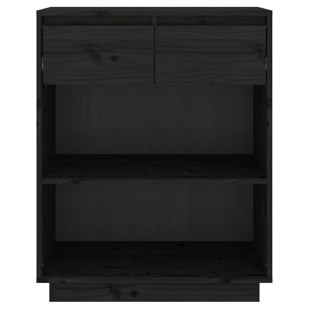 Wandkast 60X34X75 Cm Massief Grenenhout Zwart