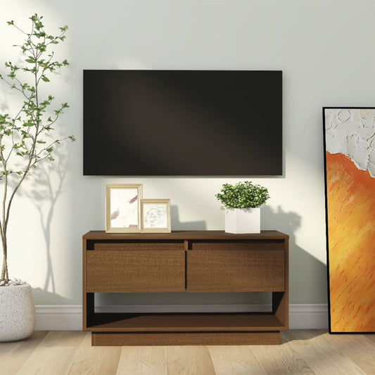 Tv-Meubel 74X34X40 Cm Massief Grenenhout Honingbruin