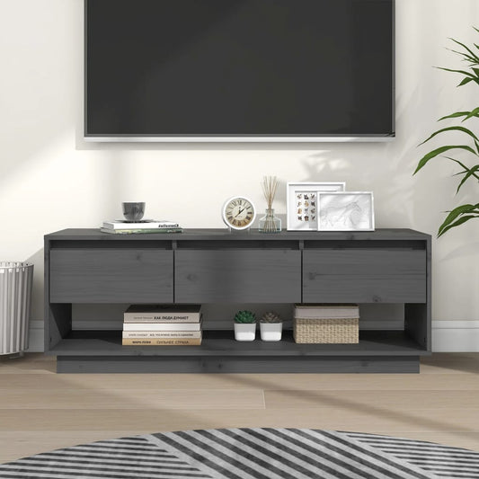 Tv-Meubel 110,5X34X40 Cm Massief Grenenhout Grijs
